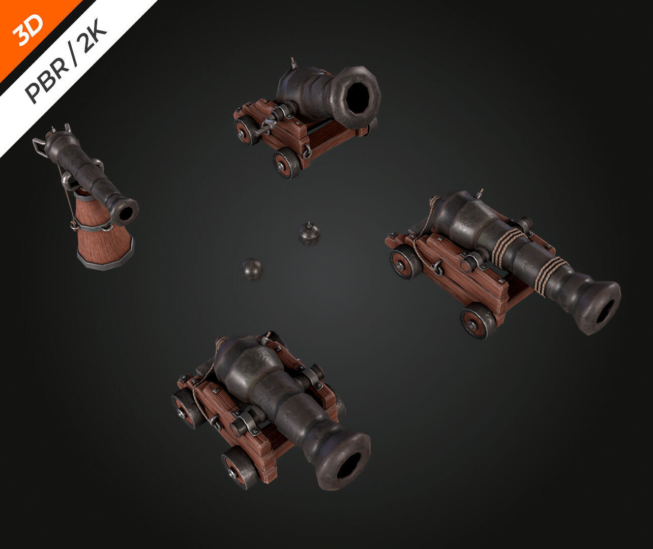 Cannon  Low-poly 3D model_10