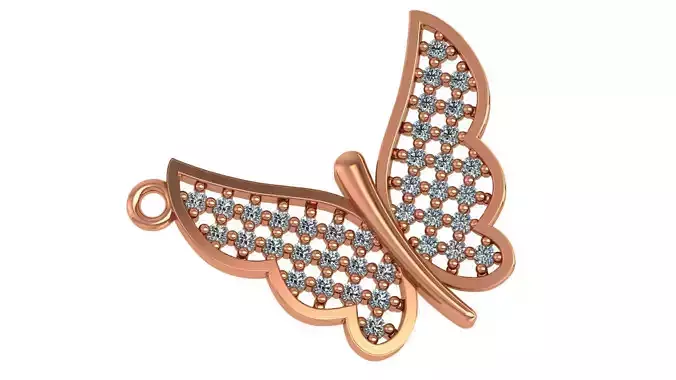 Diamond Mesh Butterfly Pendant Necklace 3D print model
