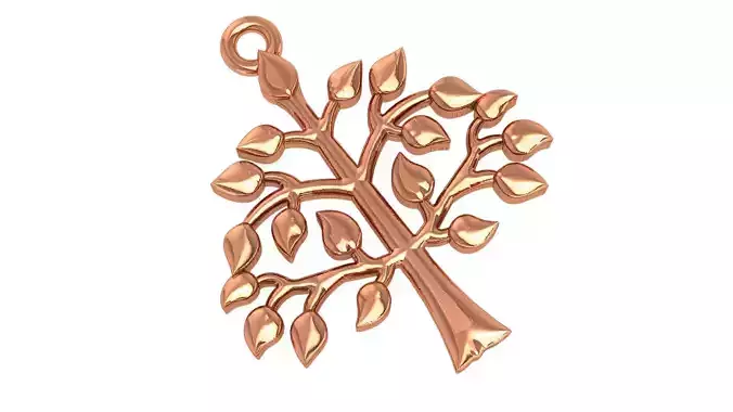 Golden Tree Charm Pendant Necklace  3D print model