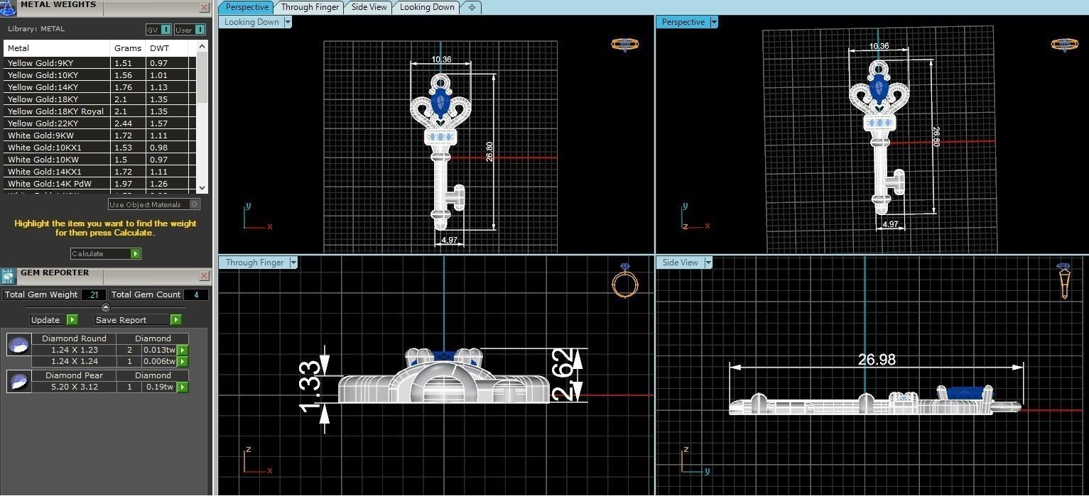 Emerald Diamond Key Necklace 3D print model_3