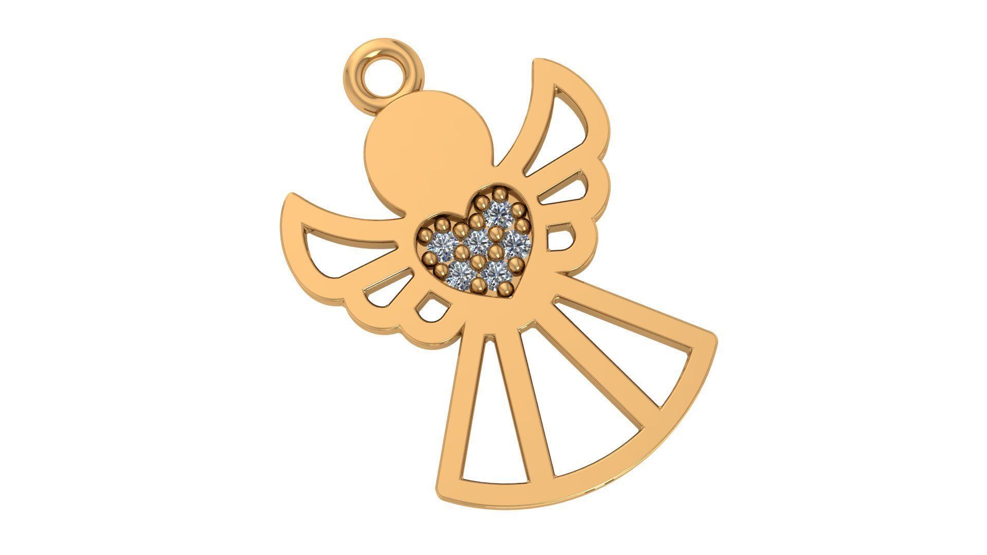 Angel with Heart Pendant 3D print model_1