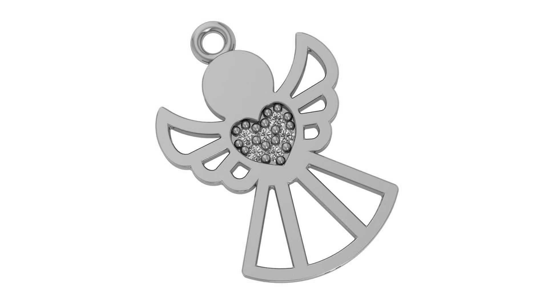 Angel with Heart Pendant 3D print model_2