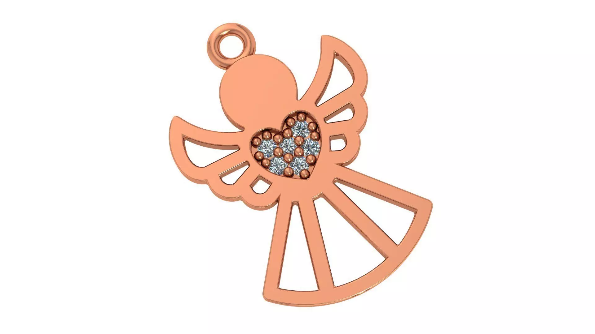 Angel with Heart Pendant 3D print model_0