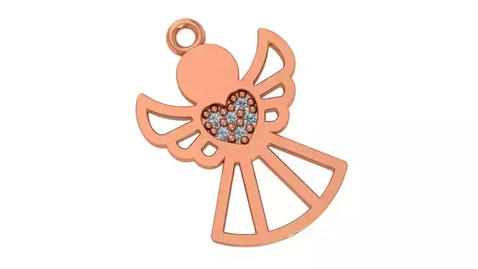 Angel with Heart Pendant 3D print model