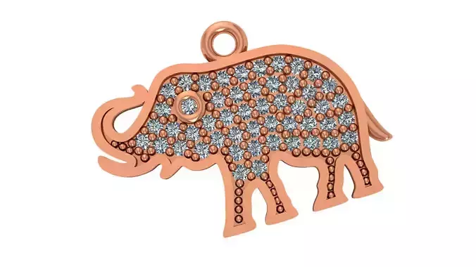 Elephant Charm Necklace Pendant 3D print model