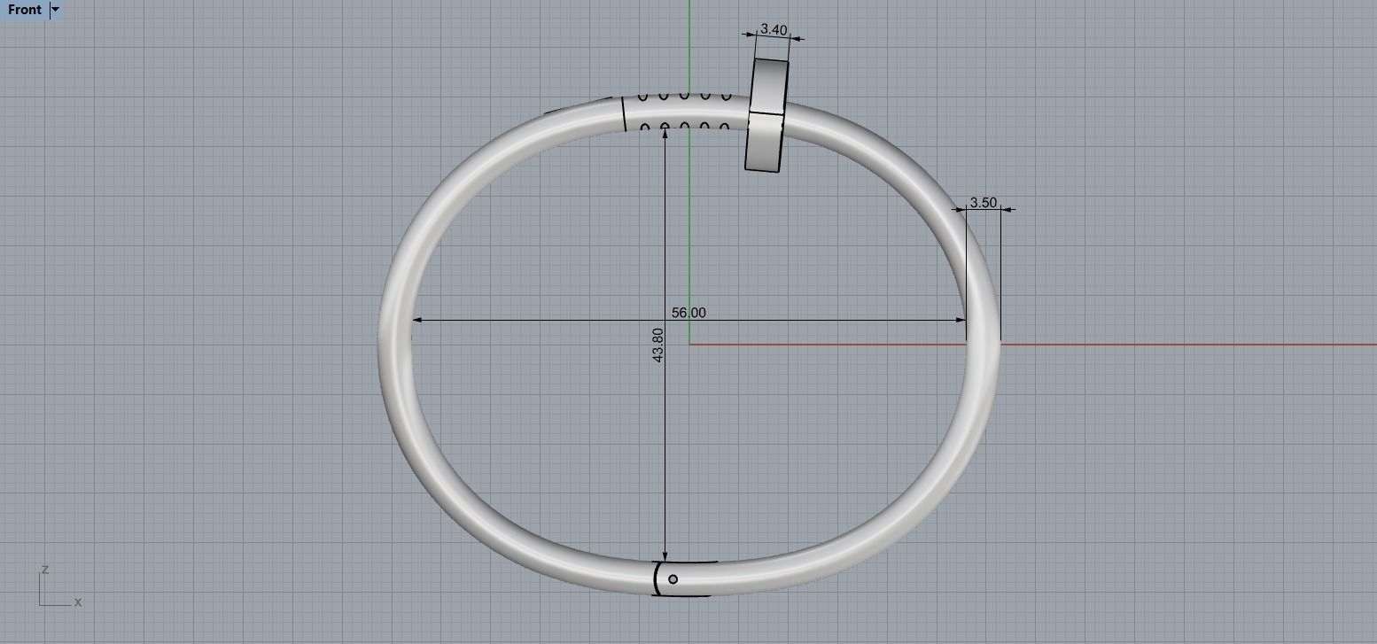 Juste un clou Bracelet 16 Size N110 3D print model_6