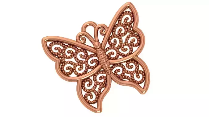 Wire Dots Beads Butterfly Necklace