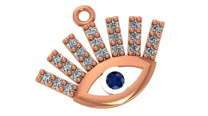 Blue Eye with Diamond Eyebrows Necklace 3D print model Blue Eye with Diamond Eyebrows Necklace 3D print model