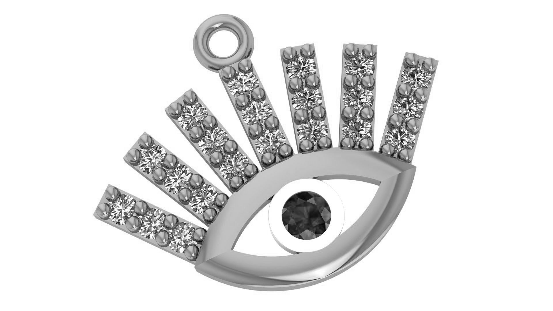 Blue Eye with Diamond Eyebrows Necklace 3D print model_2