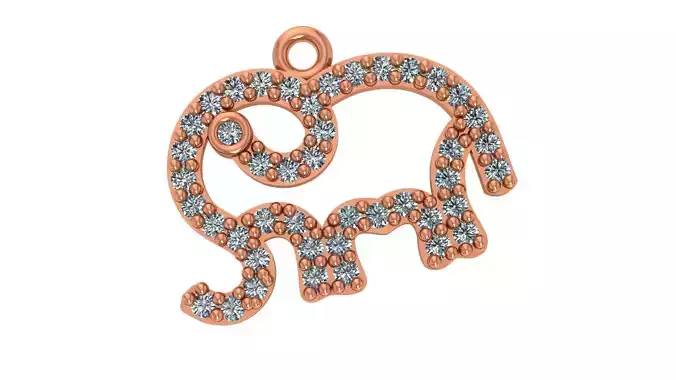 Elephant Charm Necklace Pendant 3D print model