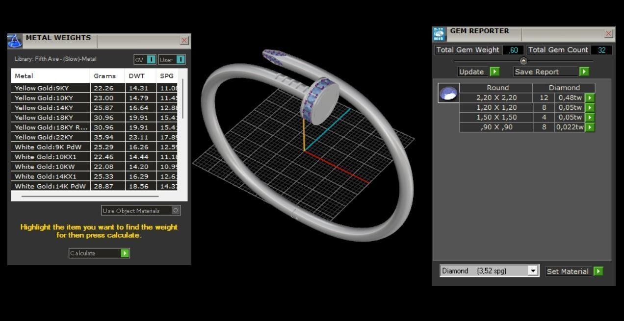 Juste un clou Bracelet 16 Size with Gems N84 3D print model_7