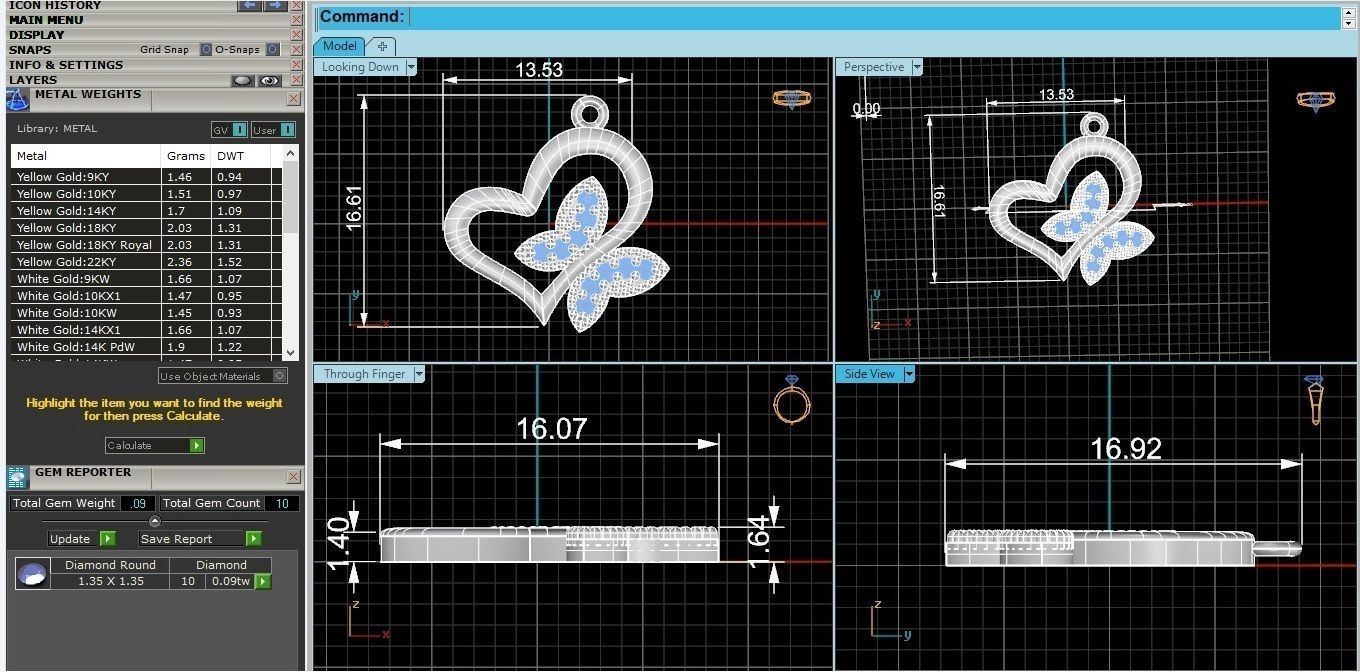 Heart Butterfly Pendant 3D print model_3