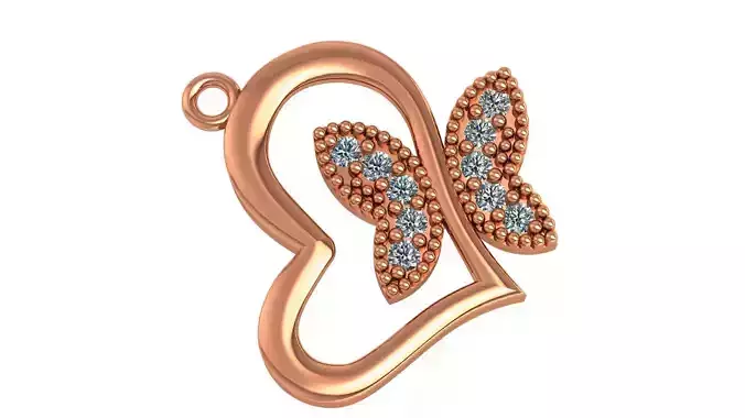 Heart Butterfly Pendant 3D print model