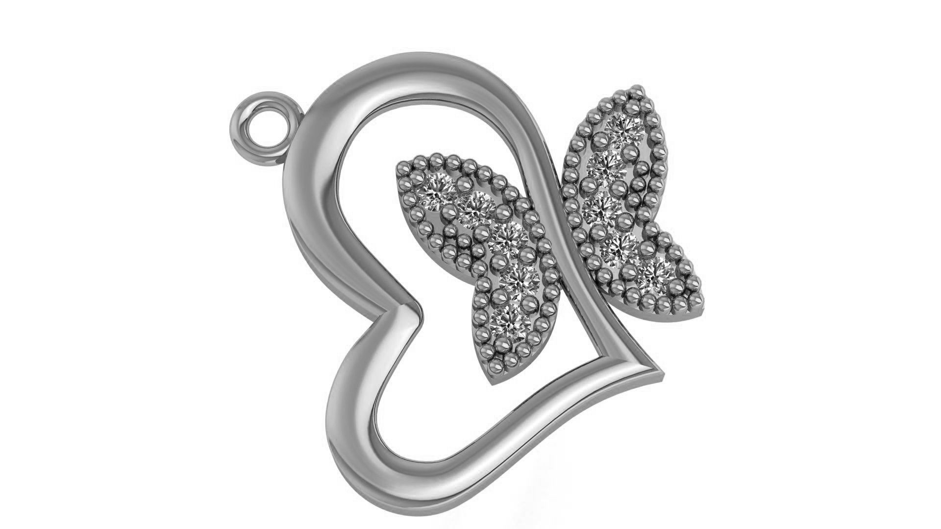 Heart Butterfly Pendant 3D print model_2