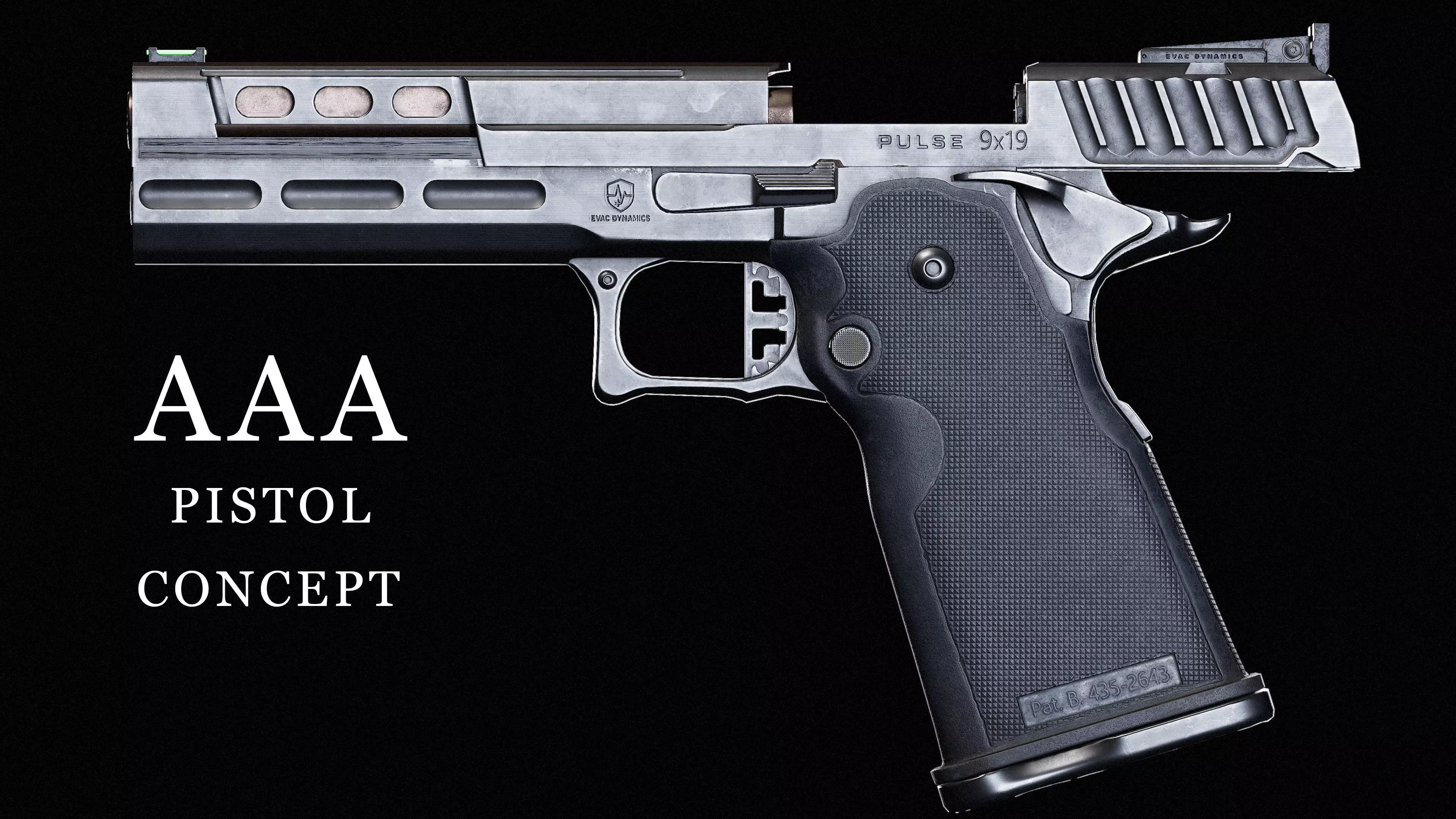 AAA Concept modern pistol Evac Dynamics Pulse 9mm Low-poly 3D model_0