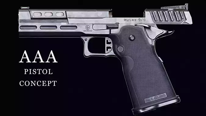 AAA Concept modern pistol Evac Dynamics Pulse 9mm Low-poly 3D model