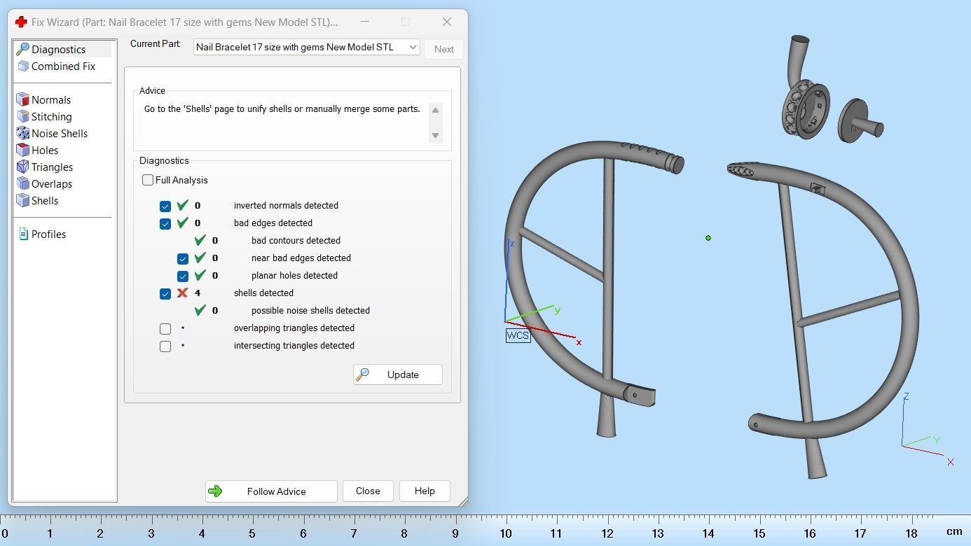 Juste un clou Bracelet 17 Size with Gems N85 3D print model_7