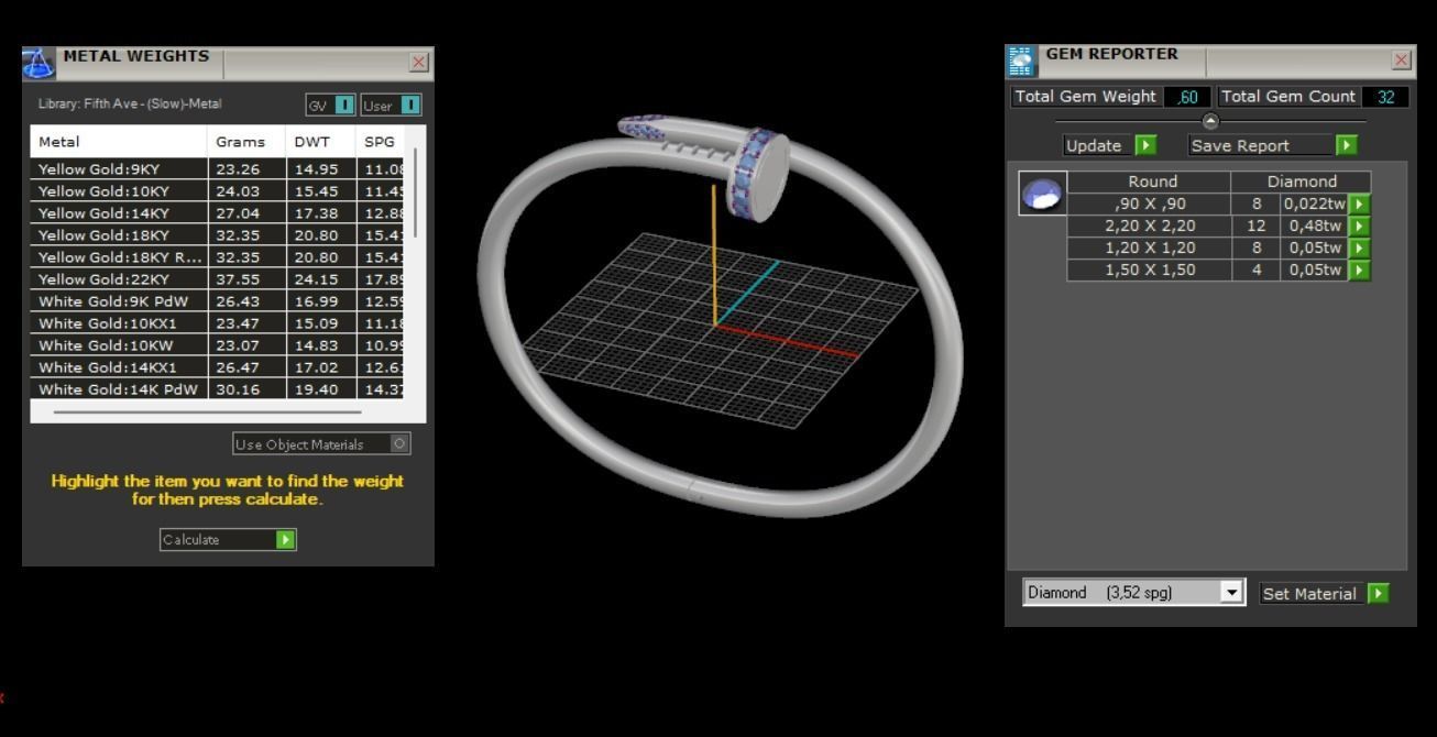 Juste un clou Bracelet 17 Size with Gems N85 3D print model_6