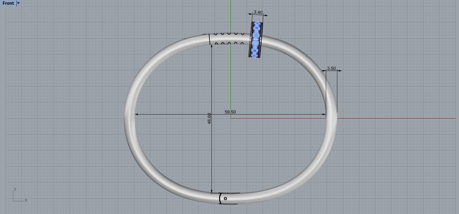 Juste un clou Bracelet 17 Size with Gems N85 3D print model_8