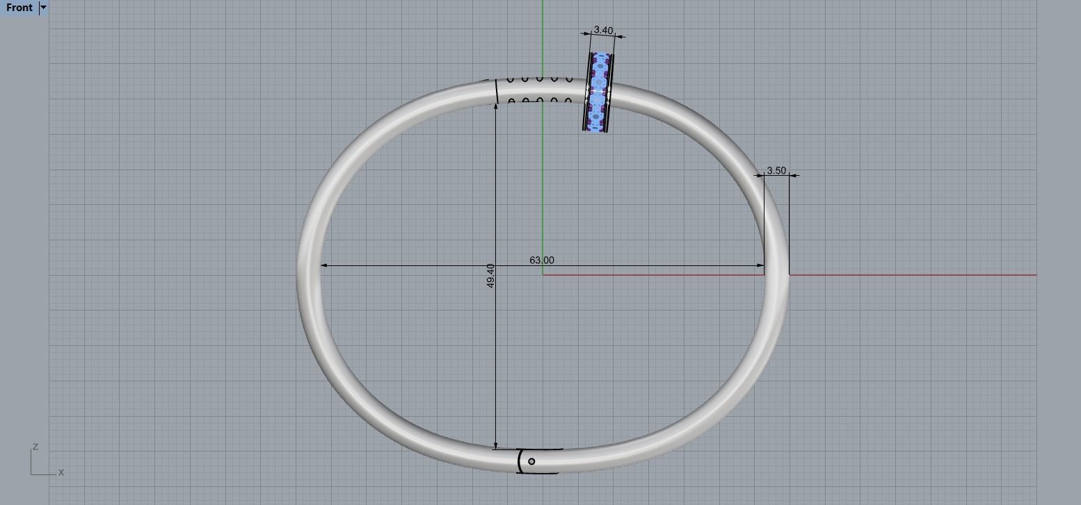 Juste un clou Bracelet 18 Size with Gems N86 3D print model_6