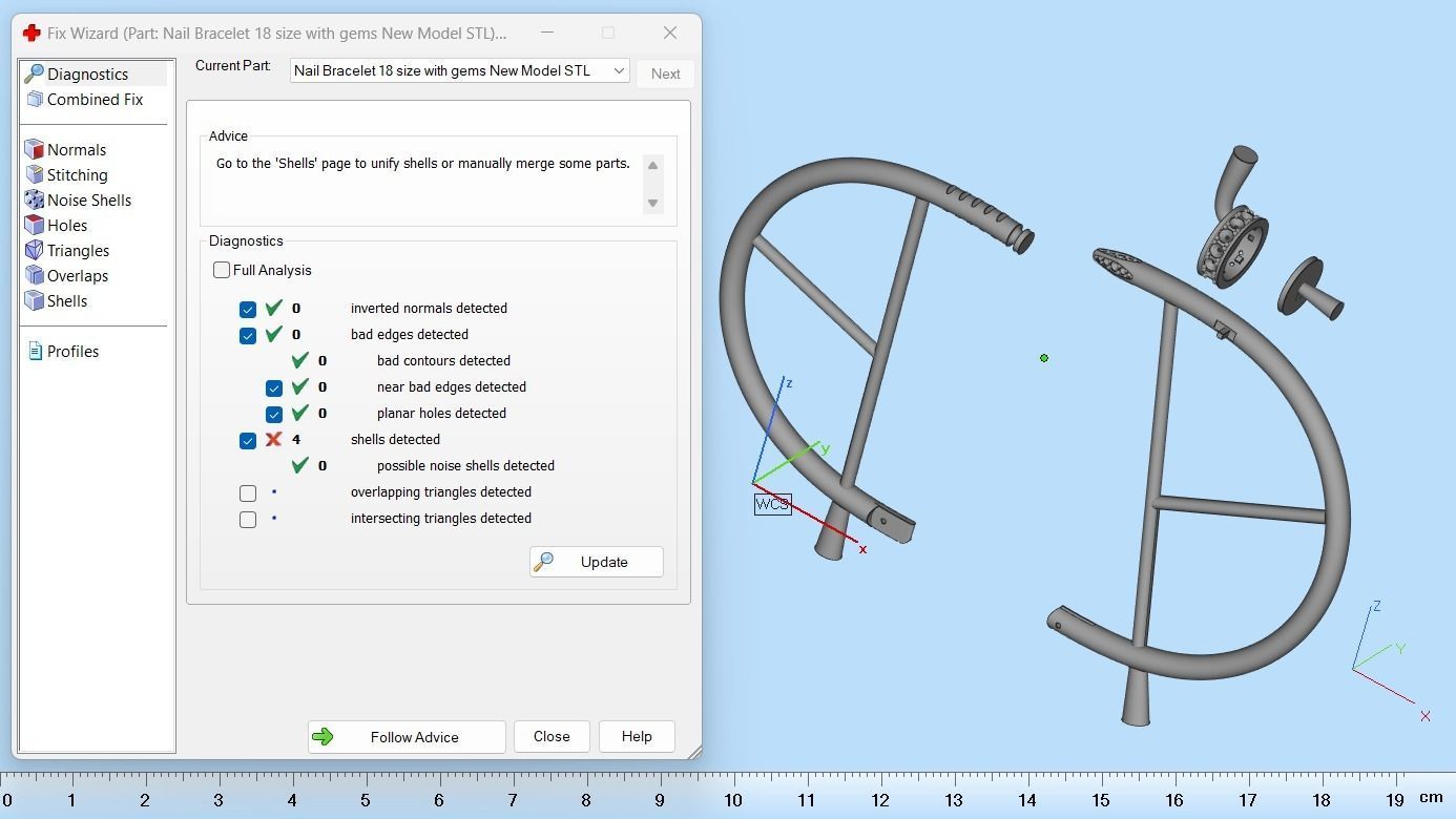 Juste un clou Bracelet 18 Size with Gems N86 3D print model_8