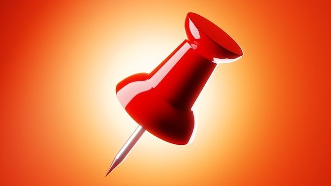 Realistic Red Push Pin - Stylized Office Asset 3D model