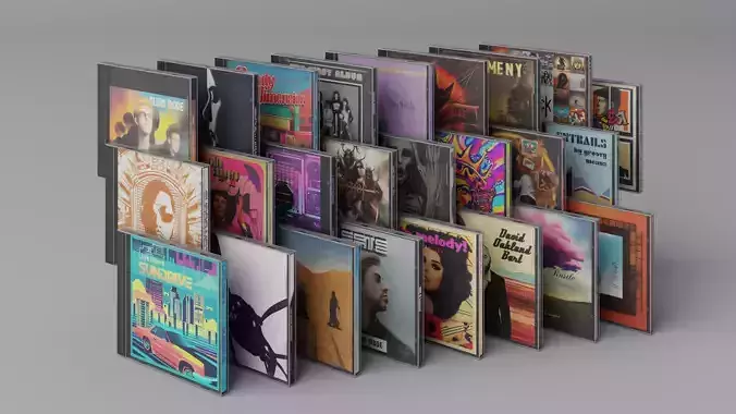 25 Music CDs Low-poly 3D model