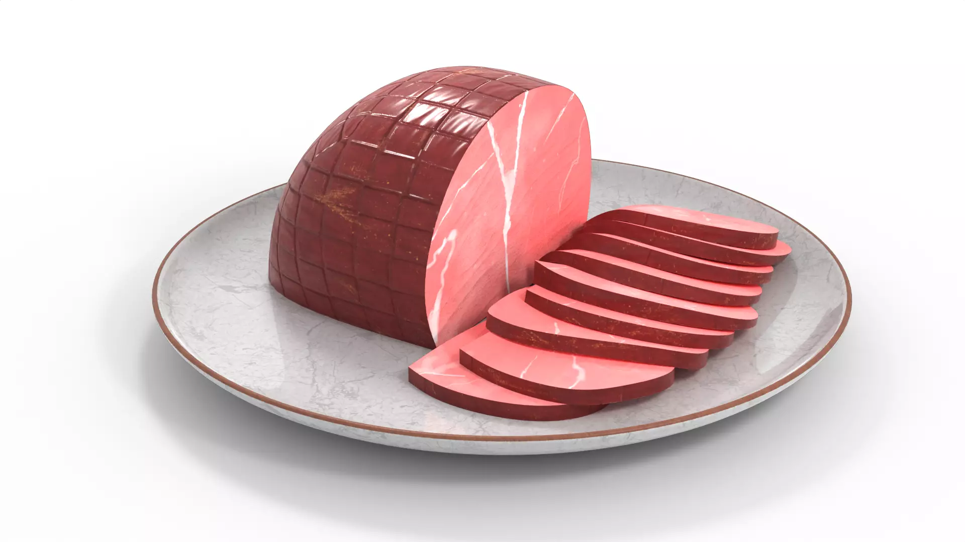 Honey Glazed Ham Slices 3D model_0