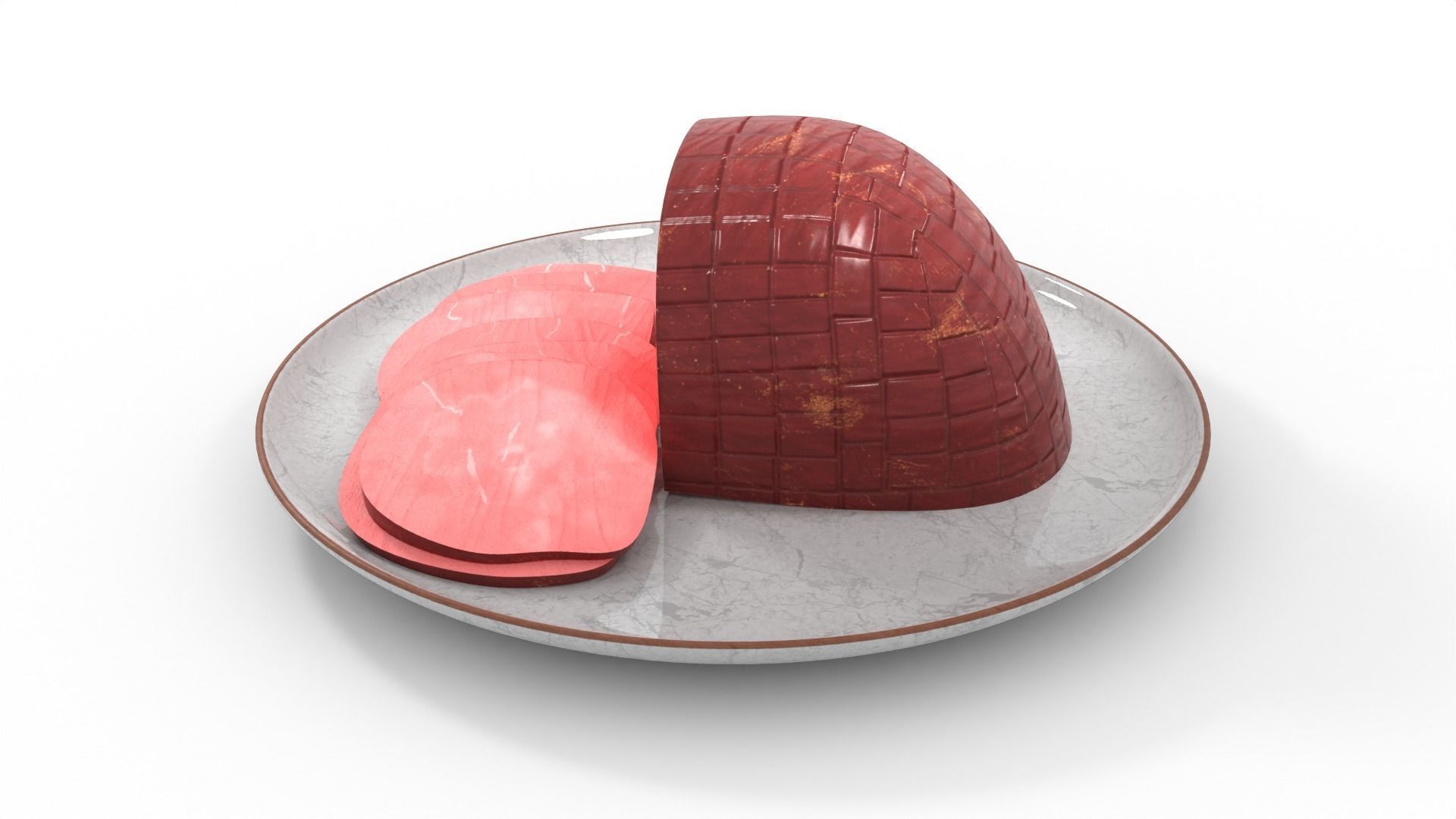Honey Glazed Ham Slices 3D model_2