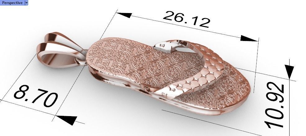 Hawaiian Flip Flop Sandals Necklace Charm Pendant Jewelry 3D print model_12