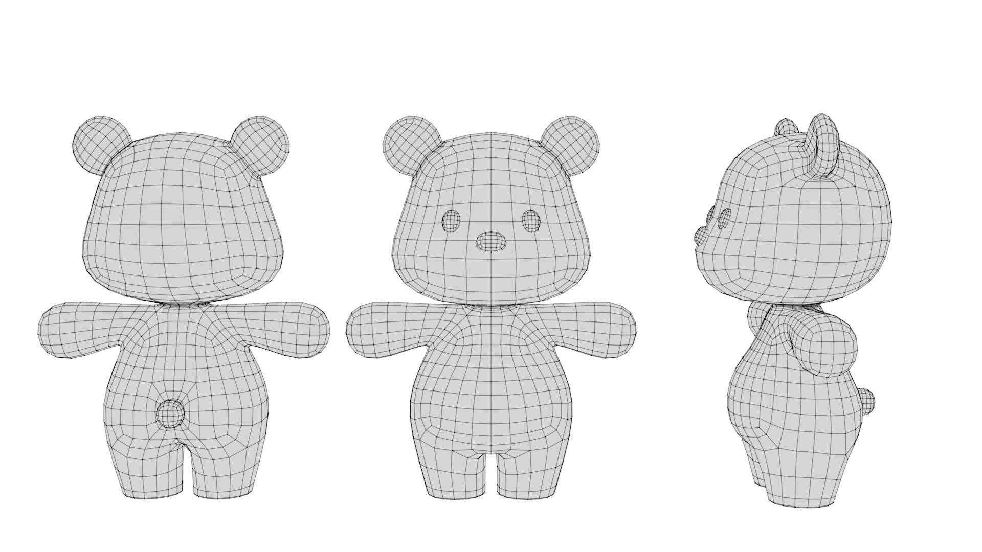 Rigged Cartoon Bear Low-poly 3D model_5