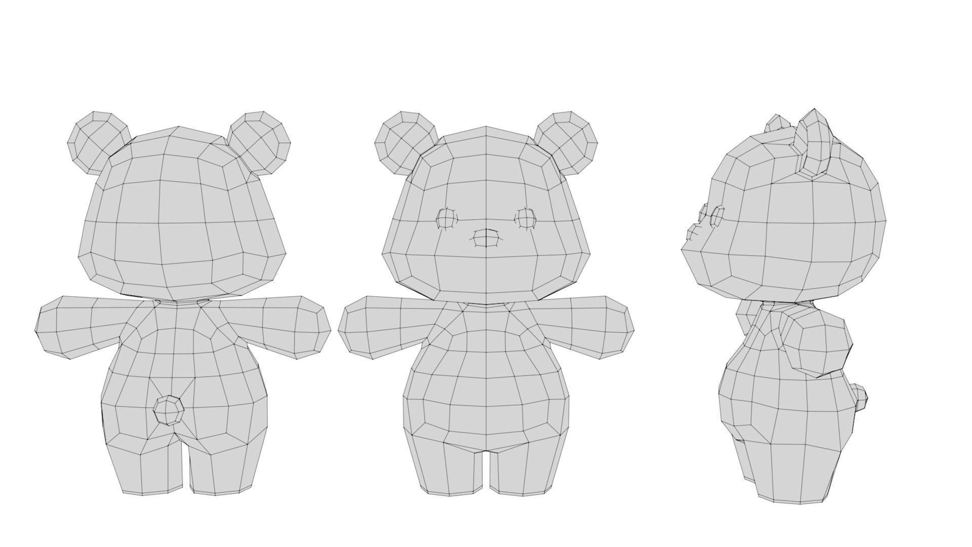 Rigged Cartoon Bear Low-poly 3D model_6