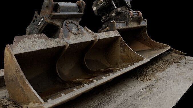 2 excavator buckets 3D model