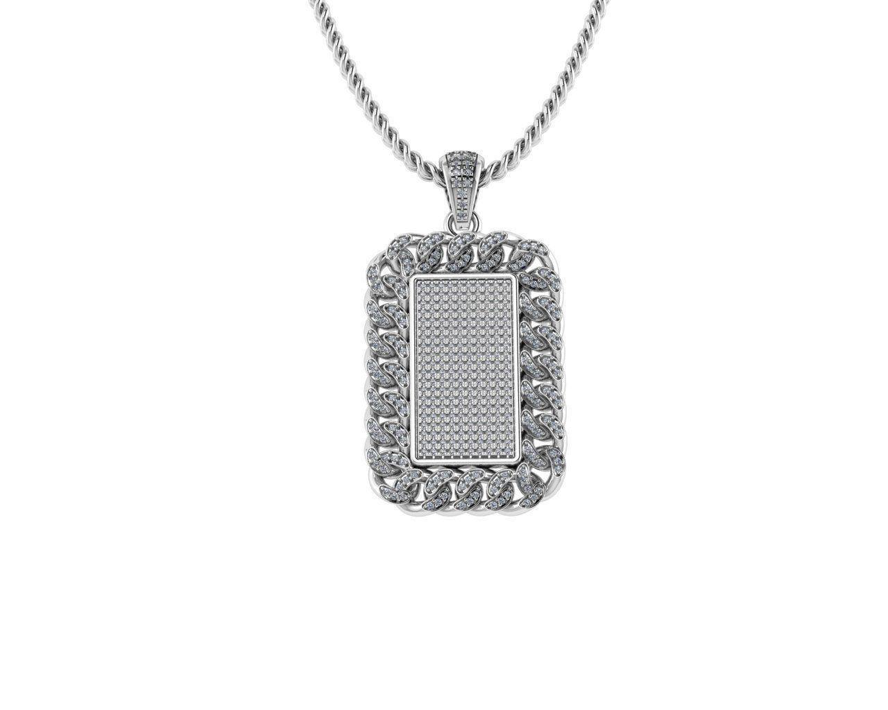 Diamond Cuban Chain Pendants 3D print model_1