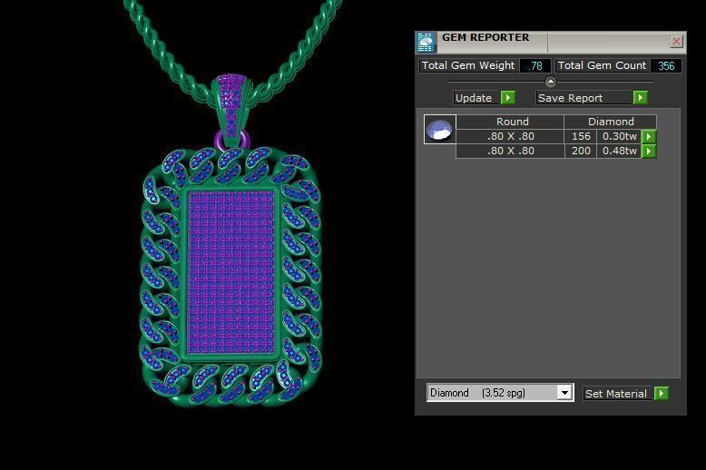 Diamond Cuban Chain Pendants 3D print model_6