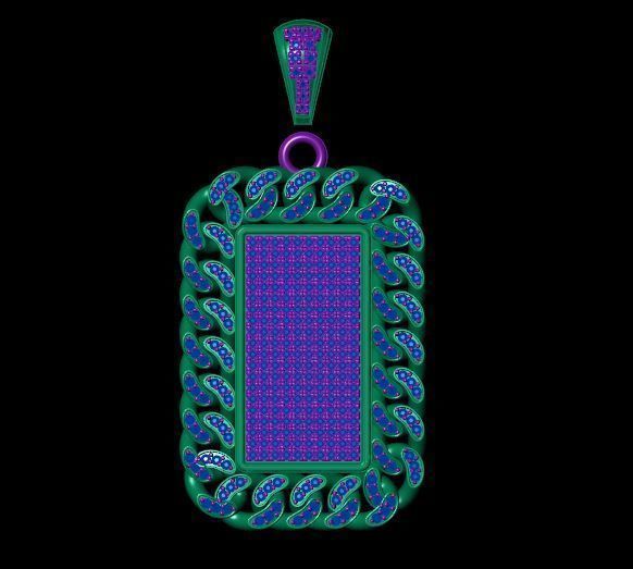 Diamond Cuban Chain Pendants 3D print model_4