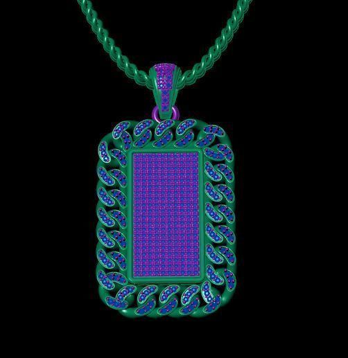 Diamond Cuban Chain Pendants 3D print model_3