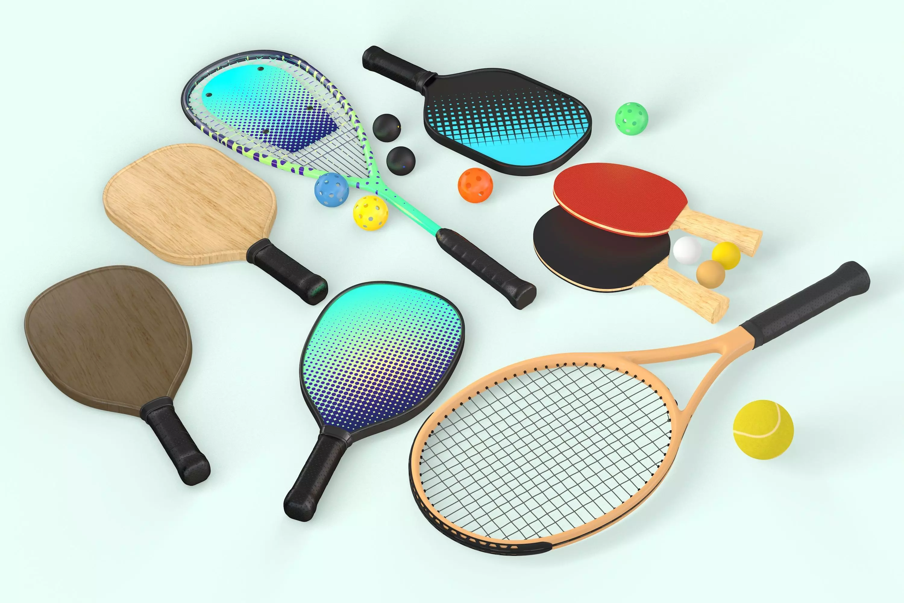 Sport Rackets Collection 3D model