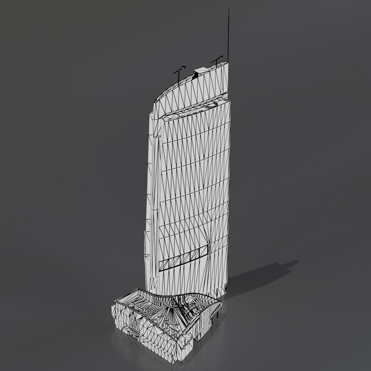 Downtown City Skyscraper 02 Low-poly 3D model_8