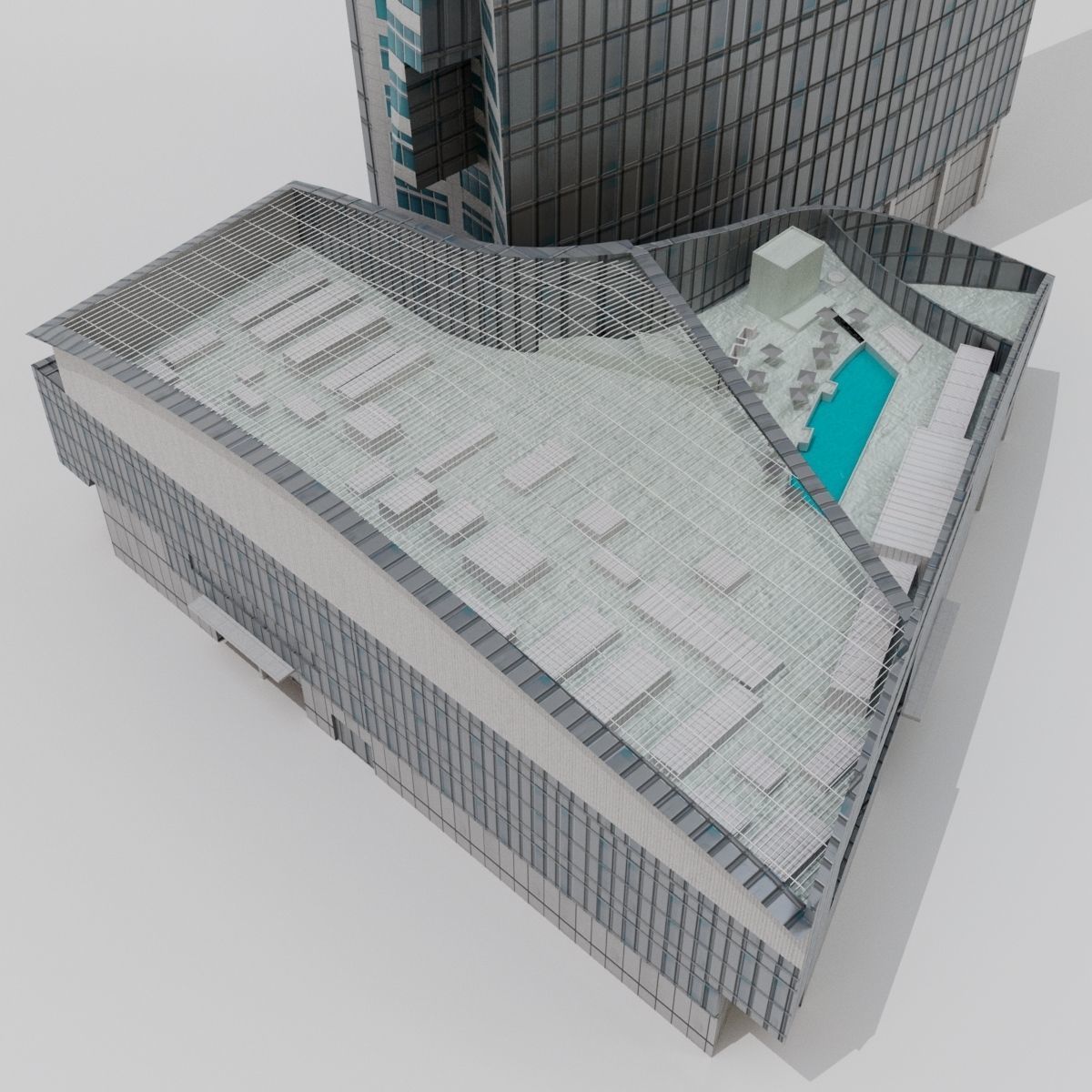 Downtown City Skyscraper 02 Low-poly 3D model_7
