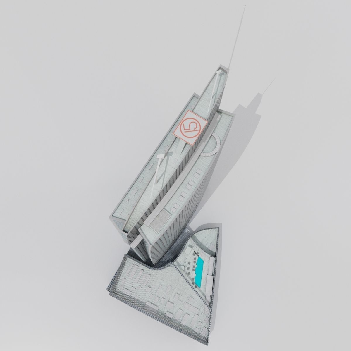 Downtown City Skyscraper 02 Low-poly 3D model_6