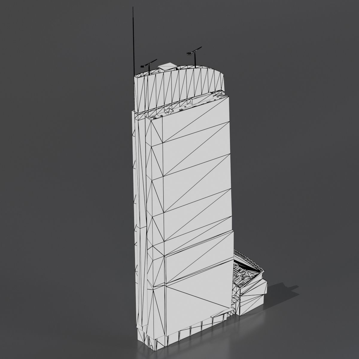 Downtown City Skyscraper 02 Low-poly 3D model_9
