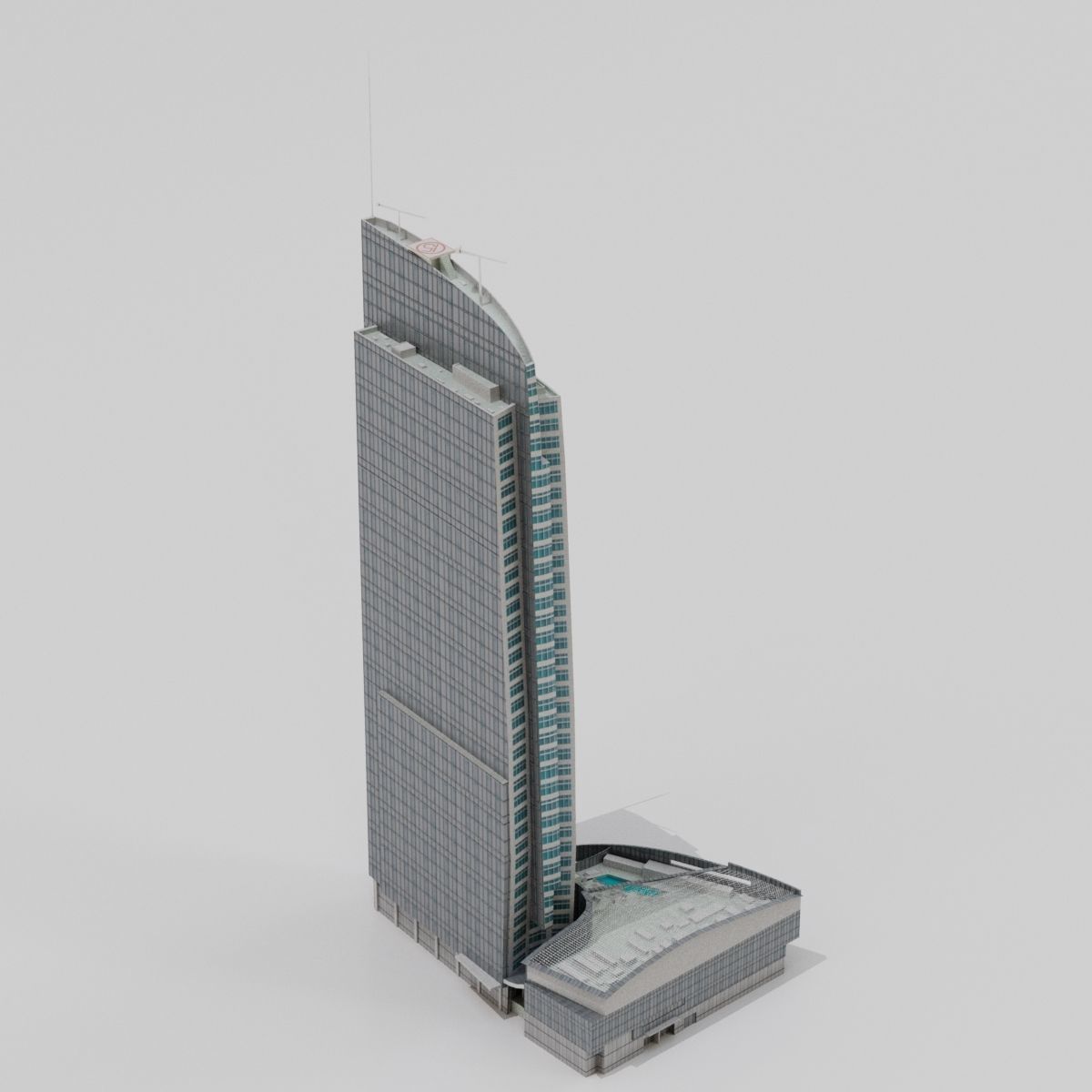 Downtown City Skyscraper 02 Low-poly 3D model_2