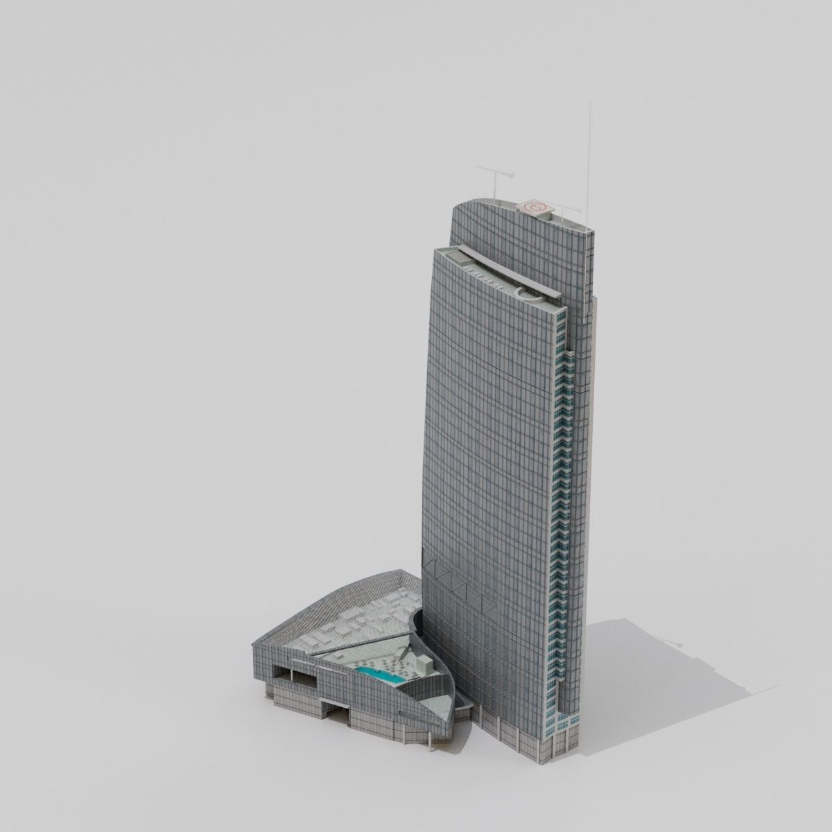 Downtown City Skyscraper 02 Low-poly 3D model_4