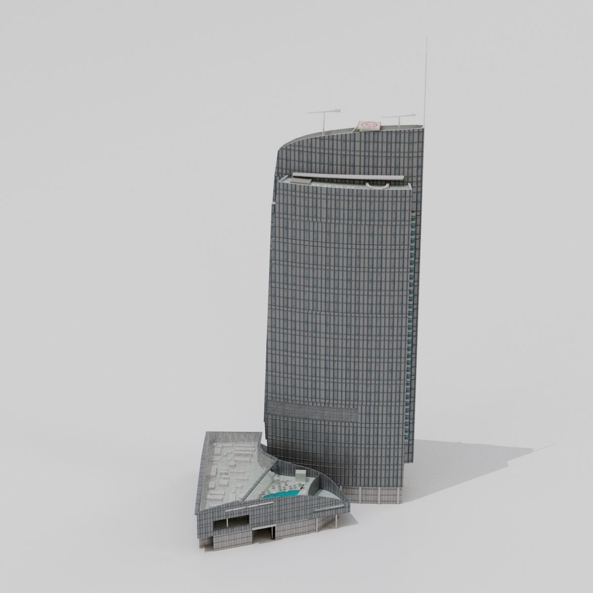 Downtown City Skyscraper 02 Low-poly 3D model_3