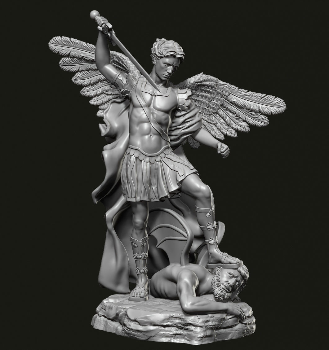 Archangel Michael Statue 3D print model_4