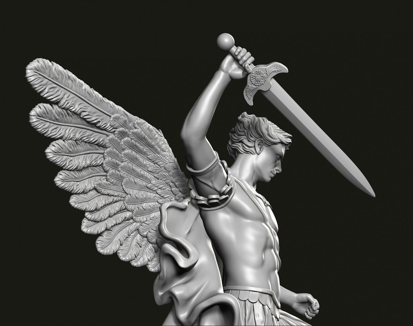 Archangel Michael Statue 3D print model_13