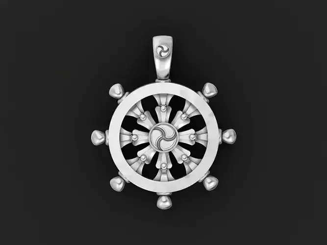 dharma wheel buddhism Anchor or Rudder  pendant 1078 3D print model