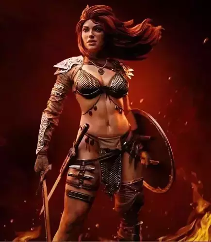 Red Sonja Warrior Sculpture - STL 3D Print Model