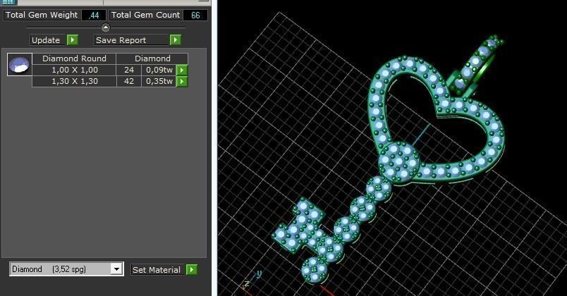 25mm - 1 inch Heart Key Pendant 3D model_2